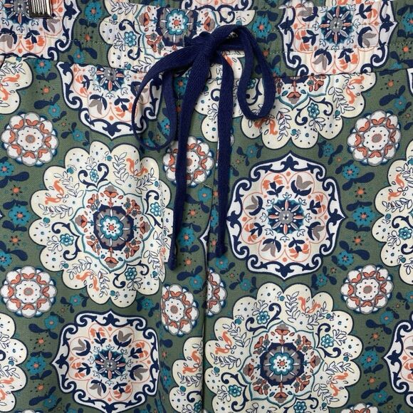 Loft Womens Size XS Floral Fluid Pants Wide Leg Elastic Waist Green Multicolor - Picture 4 of 9